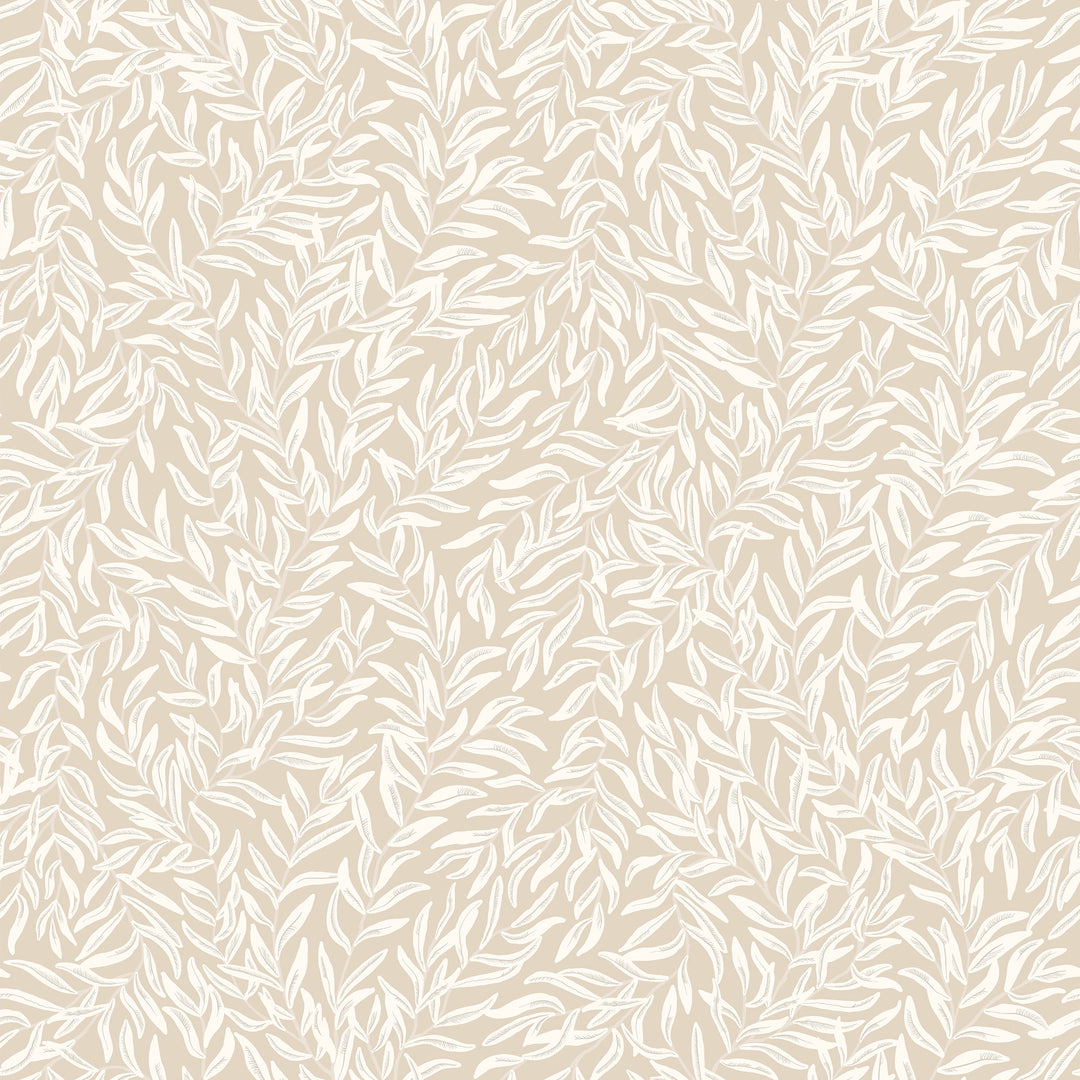 Sample of Whimsical Willow Wallpaper in Cream on Stone