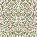Tulip Garden Wallpaper in Sweet Pink and Olive on Cream