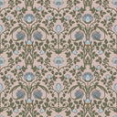 Tulip Garden Wallpaper in Mineral and Forest Green on Vintage Rose