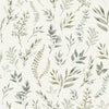 **Sample** Countryside Trail wallpaper in Rustic Greens on Ivory Linen (50cm x 50cm)