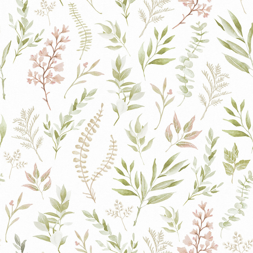 Countryside Trail Wallpaper in Blush, Olive and Sand on White – Lucie ...