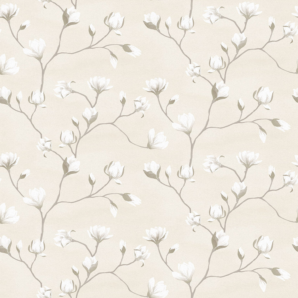 Sweet Magnolia Wallpaper in Linen Cream