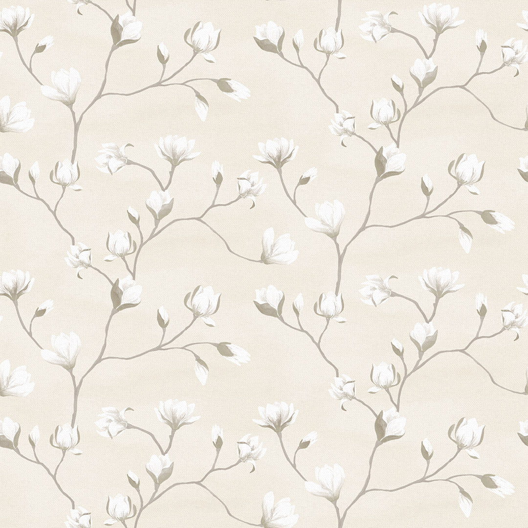 Sweet Magnolia Wallpaper in Linen Cream