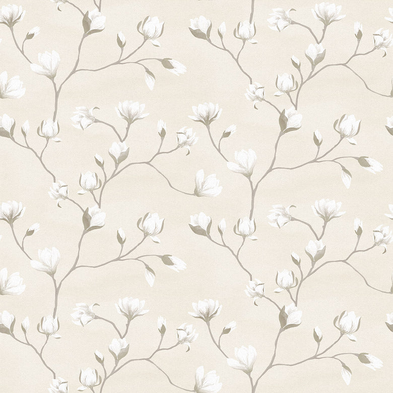Sweet Magnolia Wallpaper in Linen Cream