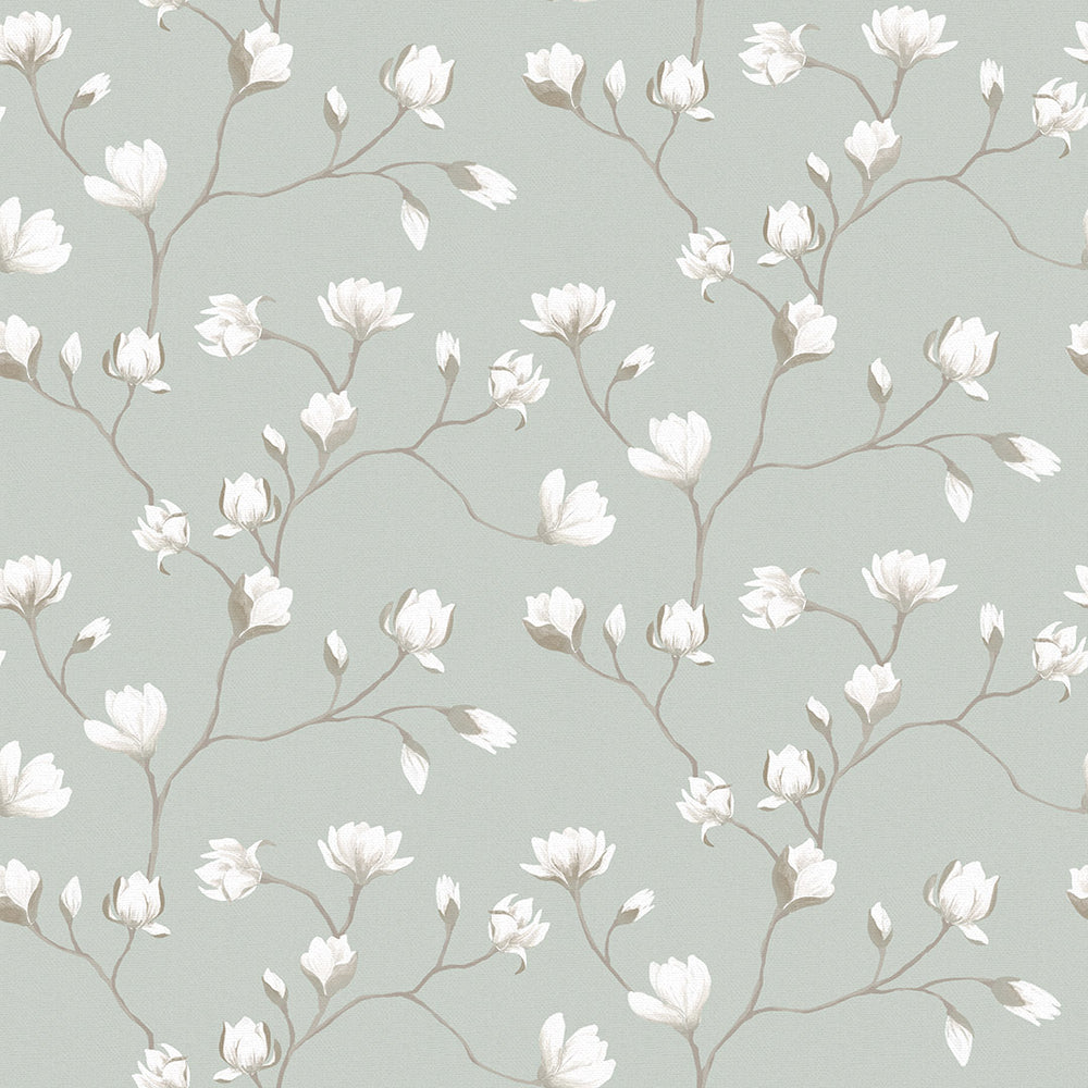 Sweet Magnolia Wallpaper in Sage Green