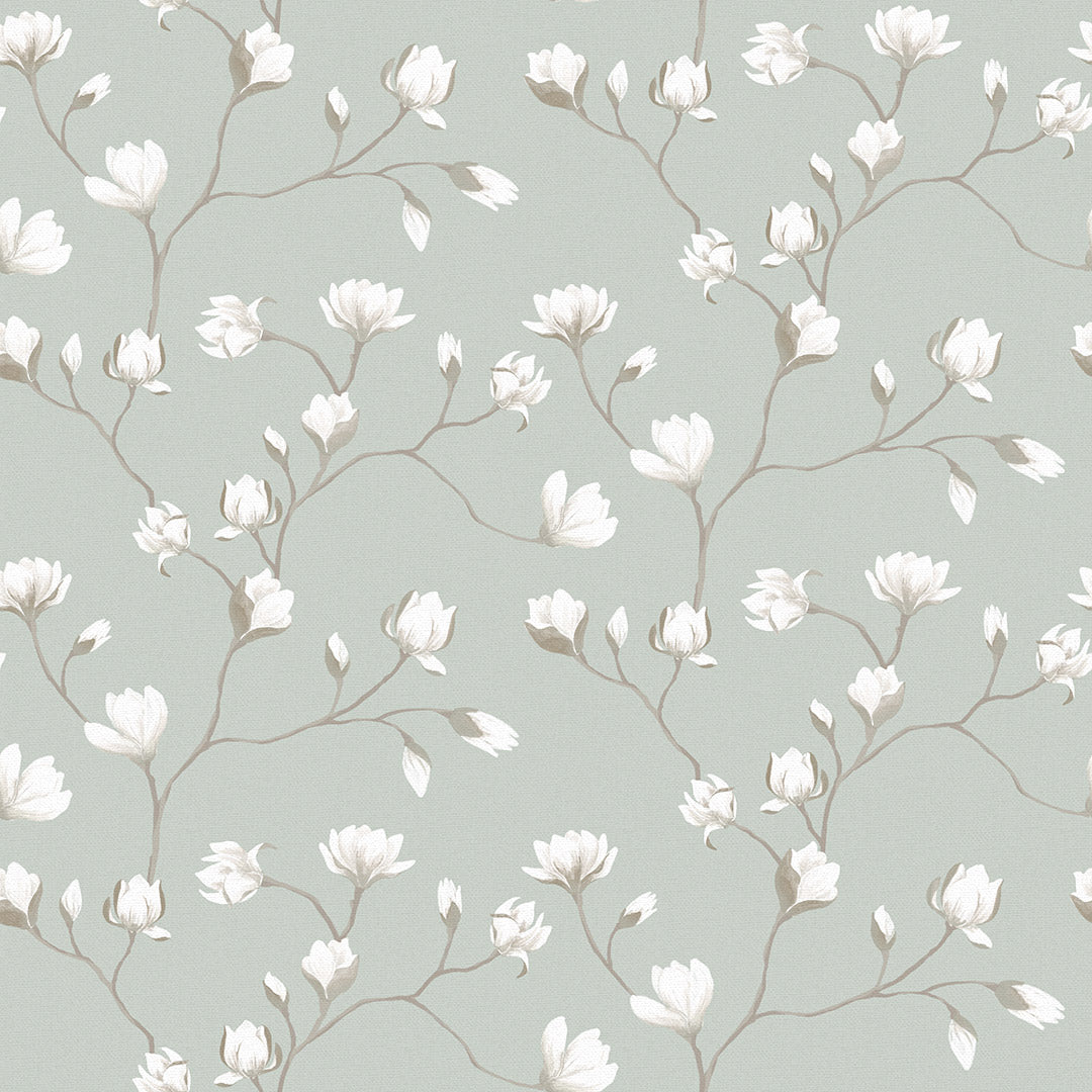 Sweet Magnolia Wallpaper in Sage Green