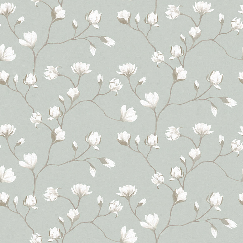 Sweet Magnolia Wallpaper in Sage Green