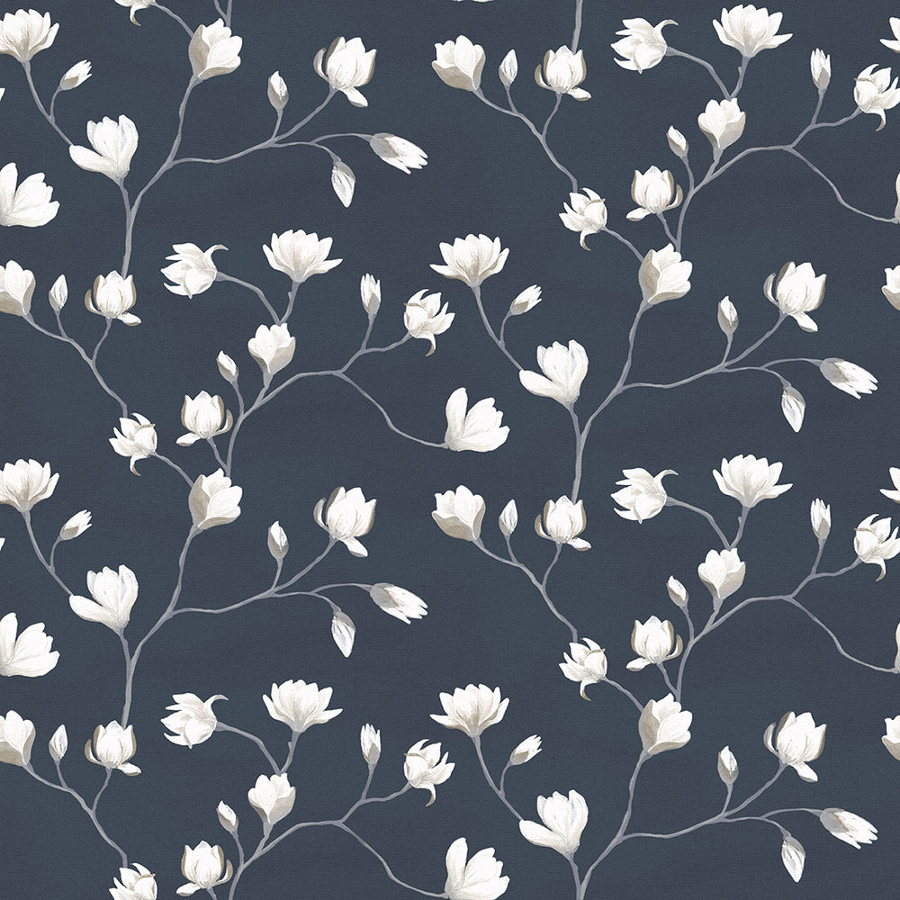 Sweet Magnolia Wallpaper  in Classic Navy