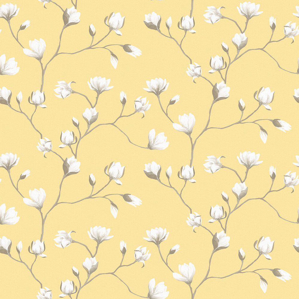 Sweet Magnolia Wallpaper in Lemon Meringue