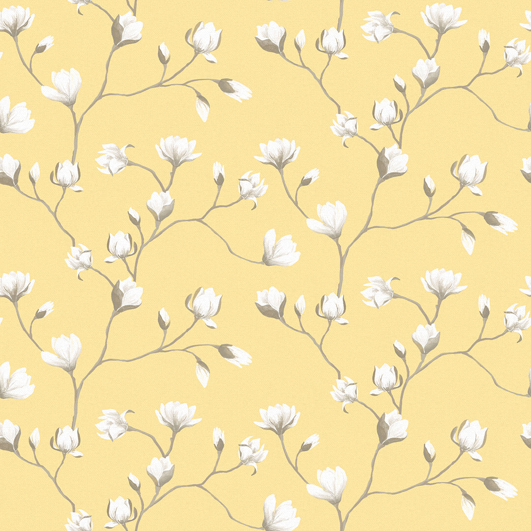 Sweet Magnolia Wallpaper in Lemon Meringue