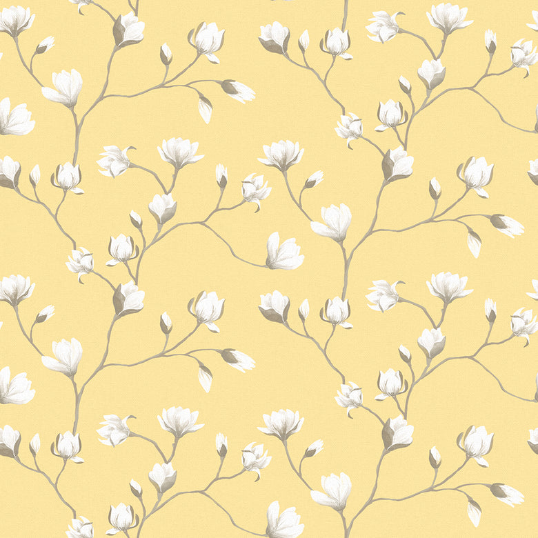 Sweet Magnolia Wallpaper in Lemon Meringue