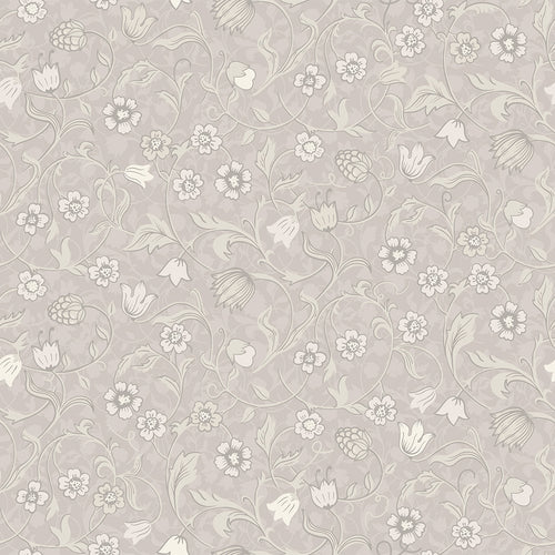 Rosehill Cottage Wallpaper in Vintage Cream and Linen on Moon Grey