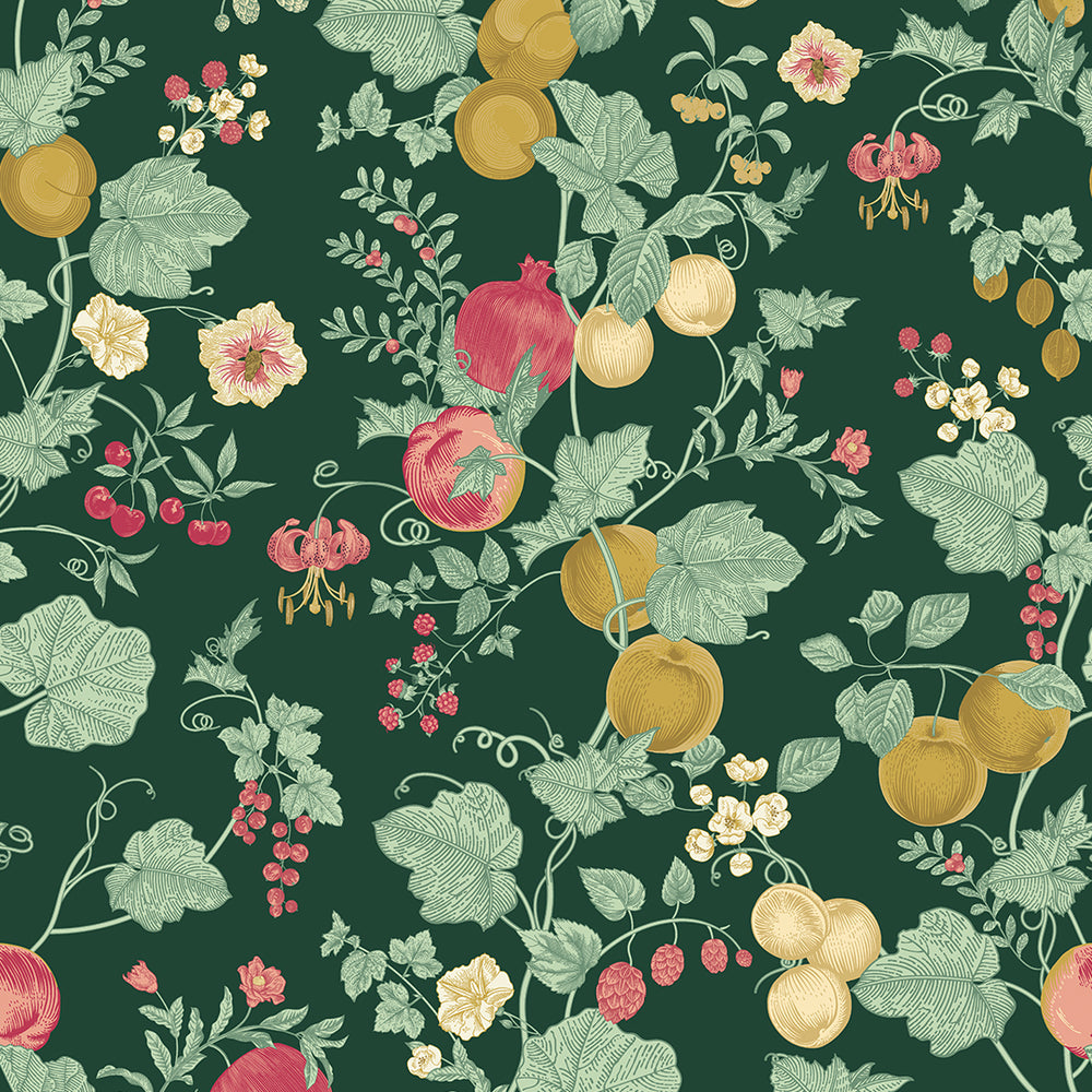 Castleton Ghreen Forgotten Fruit Wallpaper in Guava and Ochre on Castleton Green – Lucie ...