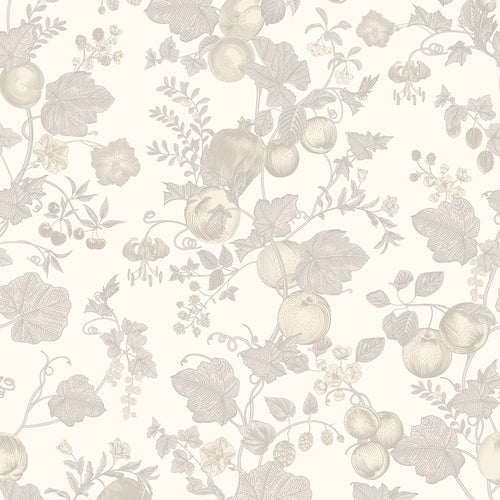 Sample of Forgotten Fruit Wallpaper in Vintage Cream and Vintage Grey
