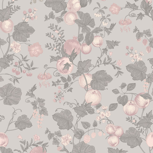 Forgotten Fruit Wallpaper in Violet Grey and Vintage Rose