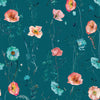 **Sample** Delicate Stems wallpaper in Shades of Coral on Teal (50cm x 50cm)