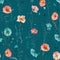 Delicate Stems Wallpaper in Shades of Coral on Teal