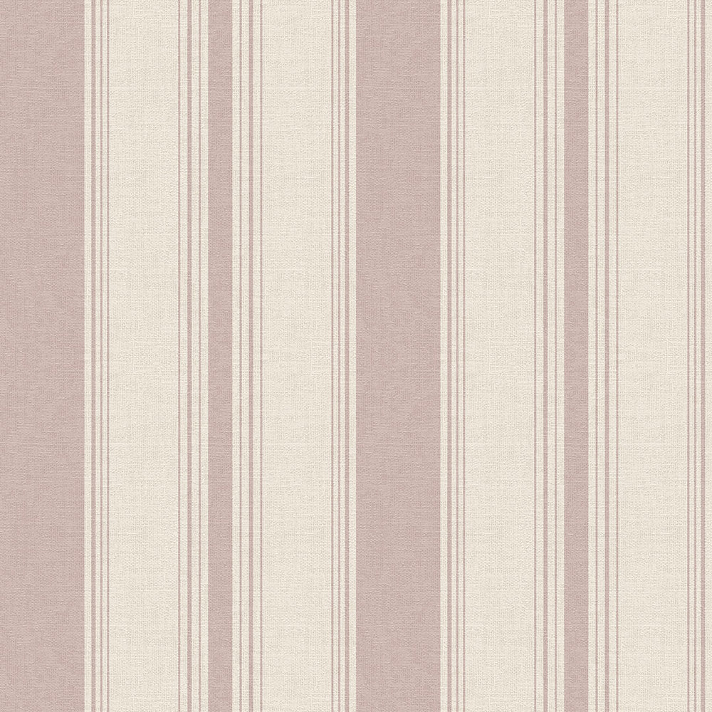 Heritage Stripe Wallpaper in Vintage Rose and Vintage Cream