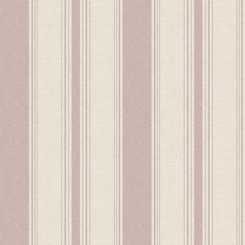 Heritage Stripe Wallpaper in Vintage Rose and Vintage Cream