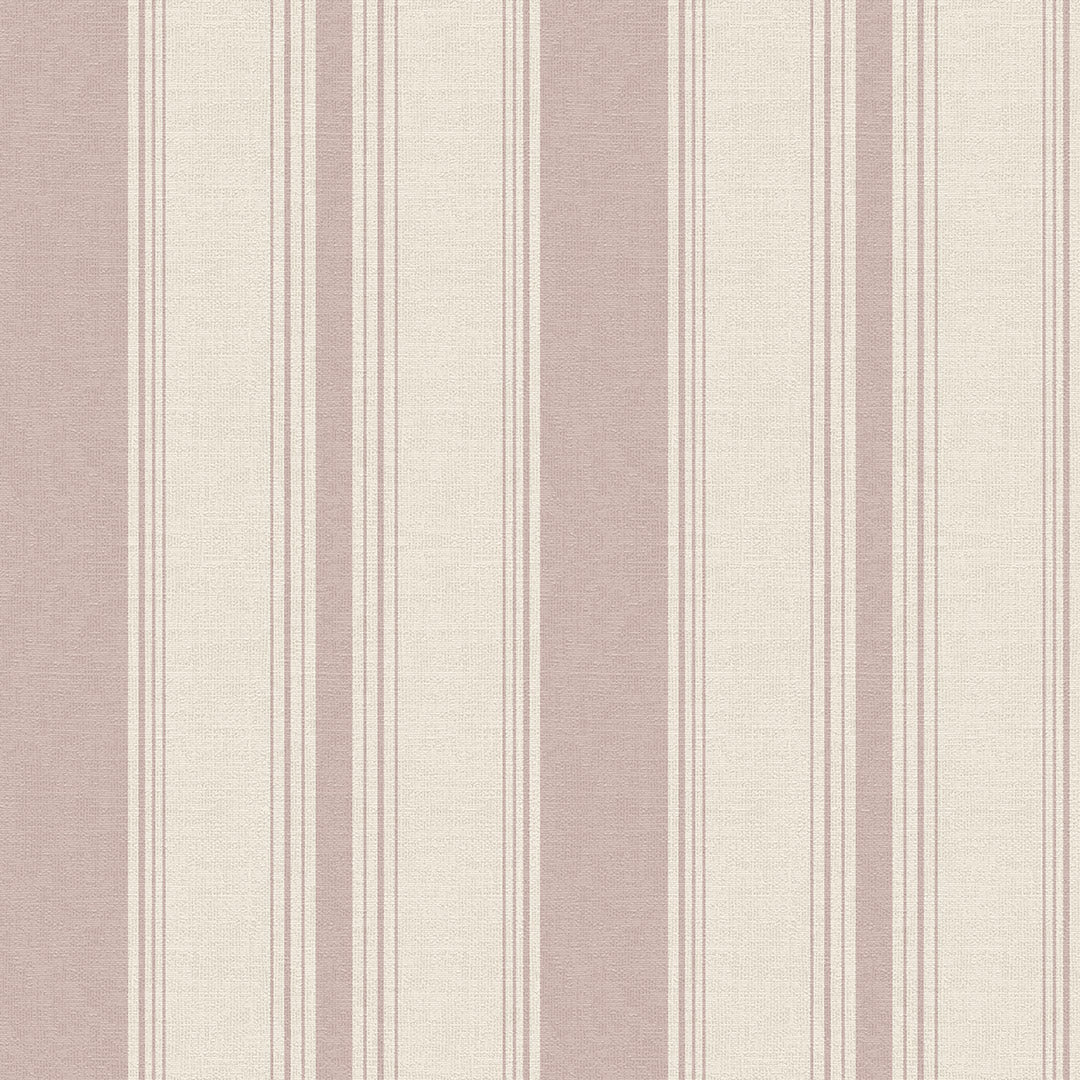 Sample of Heritage Stripe Wallpaper in Vintage Rose and Vintage Cream