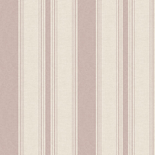 Sample of Heritage Stripe Wallpaper in Vintage Rose and Vintage Cream