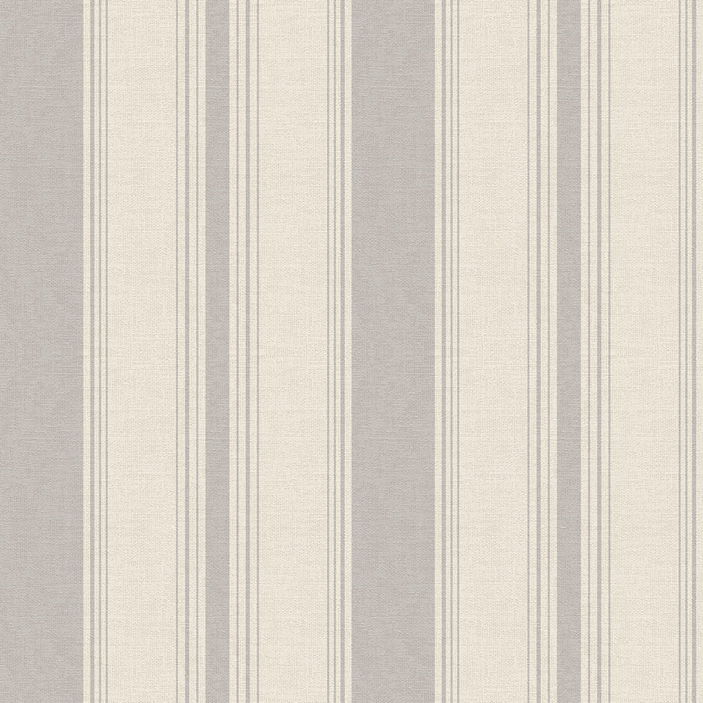 Heritage Stripe Wallpaper in Vintage Grey and Vintage Cream
