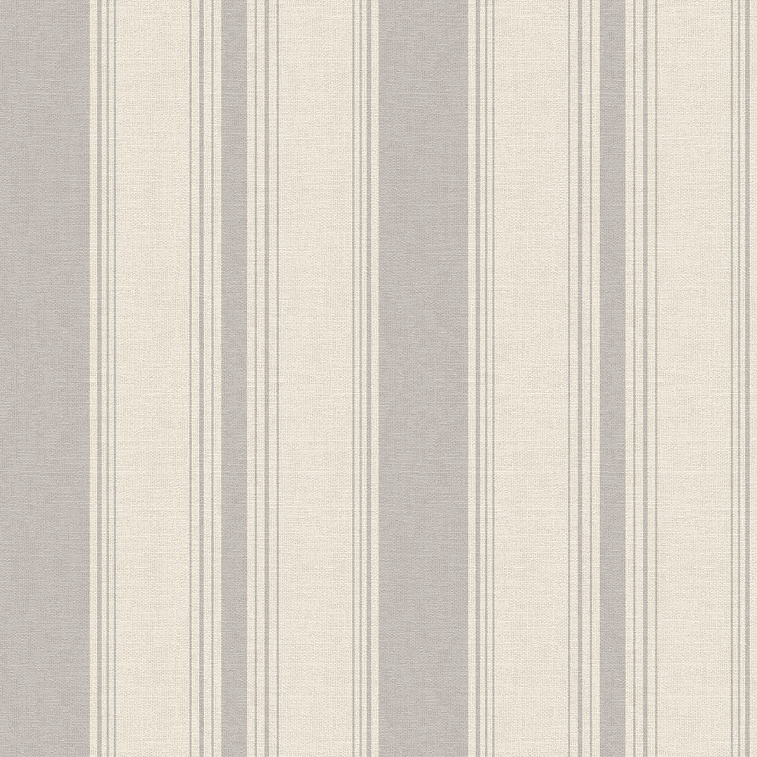 Sample of Heritage Stripe Wallpaper in Vintage Grey and Vintage Cream