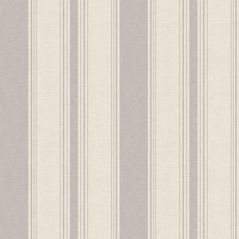 Sample of Heritage Stripe Wallpaper in Vintage Grey and Vintage Cream