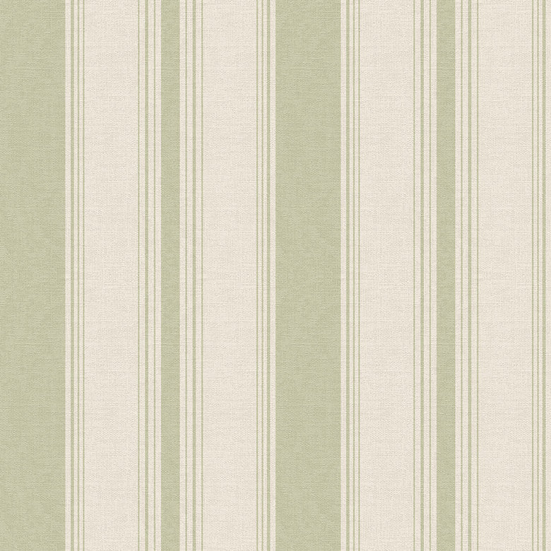 Heritage Stripe Wallpaper in Sage and Vintage Cream
