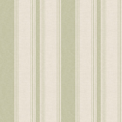 Sample of Heritage Stripe Wallpaper in Sage and Vintage Cream