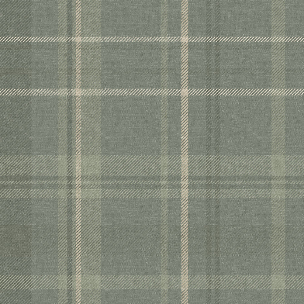 Heritage Tartan Wallpaper in Nettle Green and Vintage Cream