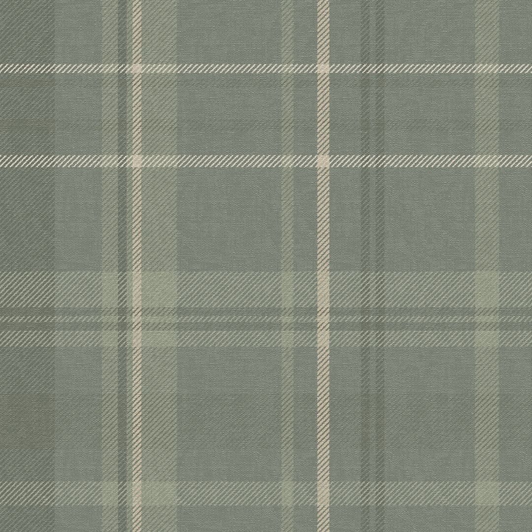 Heritage Tartan Wallpaper in Nettle Green and Vintage Cream