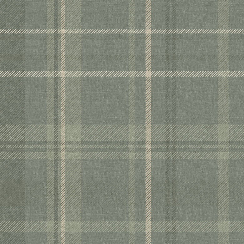 Sample of Heritage Plaid Wallpaper in Nettle Green and Vintage Cream