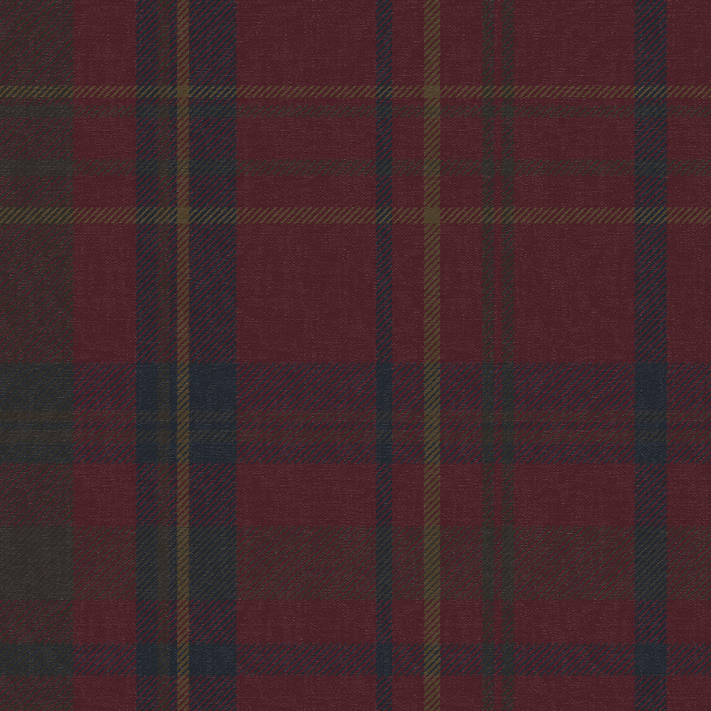 Heritage Tartan Wallpaper in Fig, Oxford Blue and Thistle Green