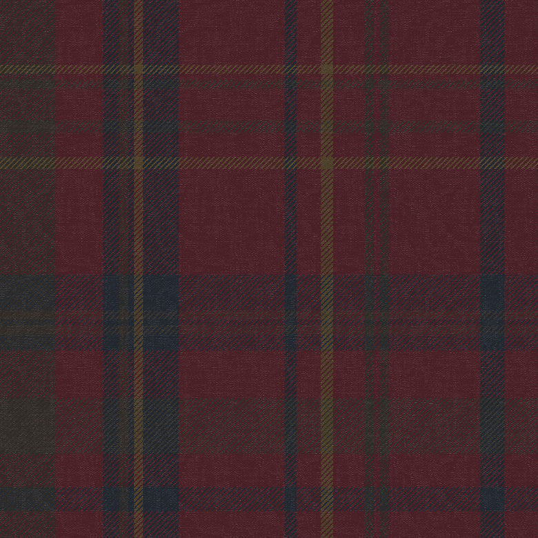 Heritage Tartan Wallpaper in Fig, Oxford Blue and Thistle Green