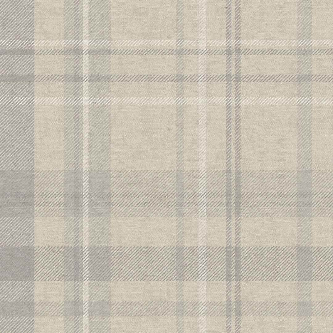 Heritage Tartan Wallpaper in Vintage Cream and Vintage Grey