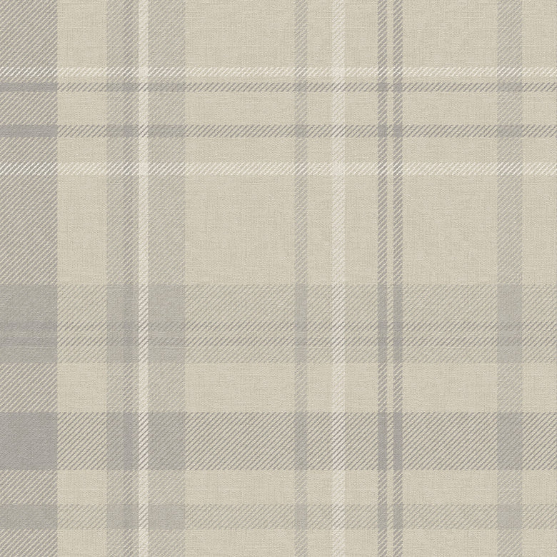 Heritage Tartan Wallpaper in Vintage Cream and Vintage Grey