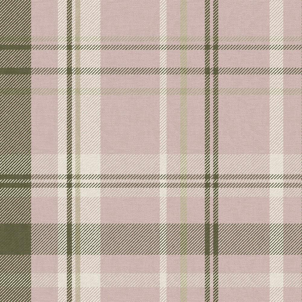 Heritage Tartan Wallpaper in Vintage Rose and Sage