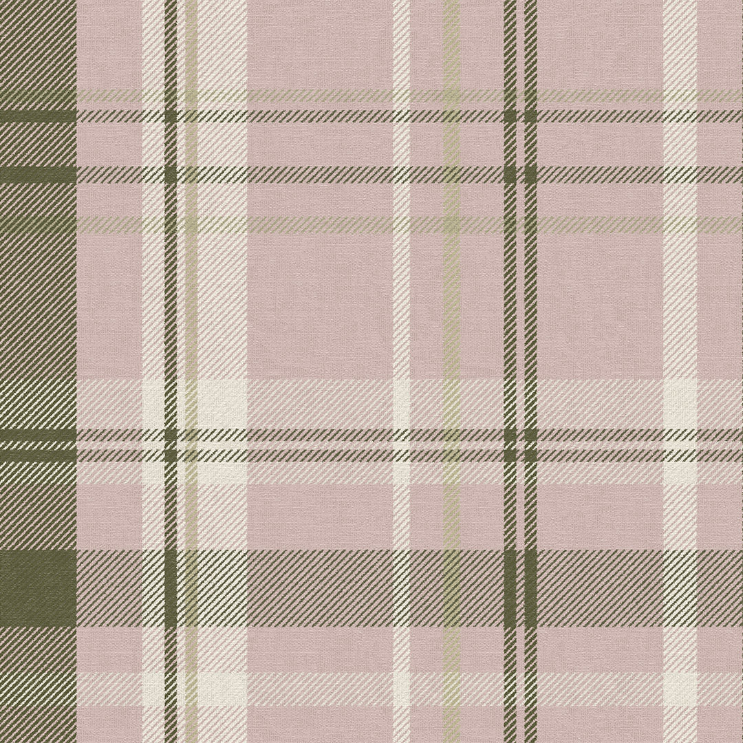Heritage Tartan Wallpaper in Vintage Rose and Sage