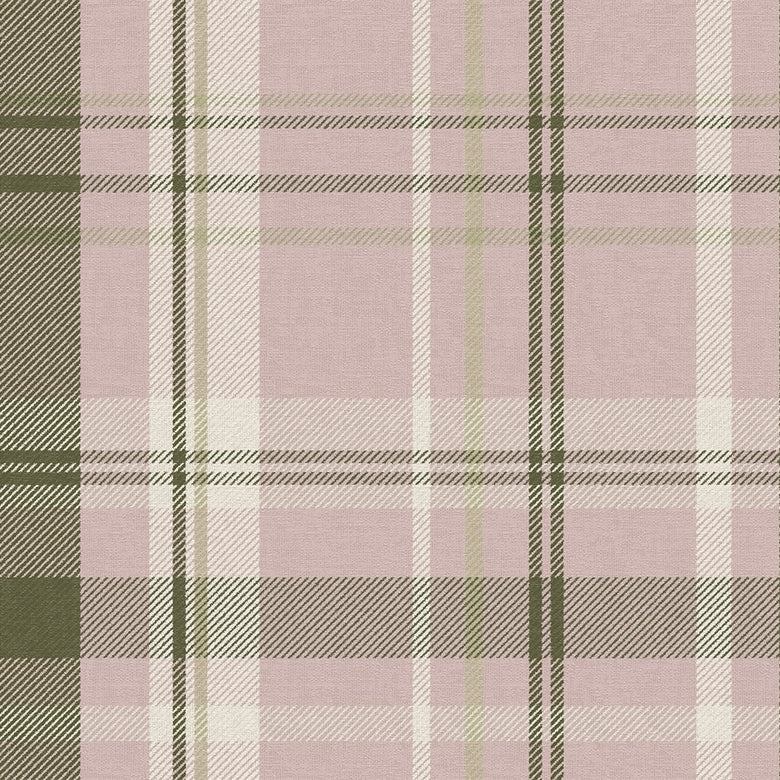 Heritage Tartan Wallpaper in Vintage Rose and Sage
