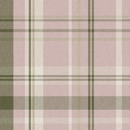 Sample of Heritage Plaid Wallpaper in Vintage Rose and Sage