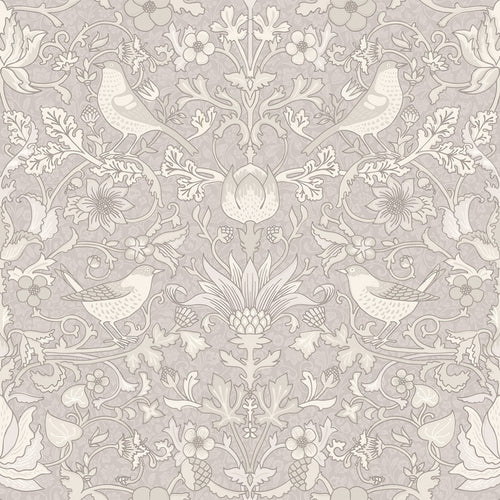 Garden Visitors Wallpaper in Vintage Cream and Linen on Dove Grey