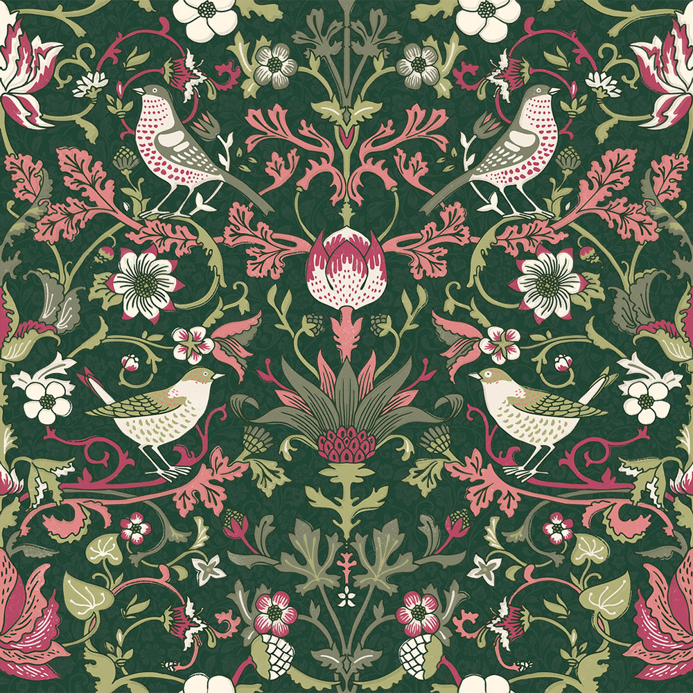 Garden Visitors Wallpaper in Guava on Castleton Green