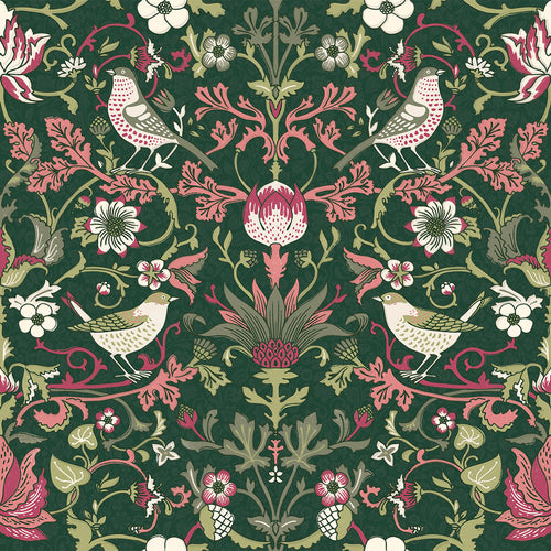 Garden Visitors Wallpaper in Guava on Castleton Green