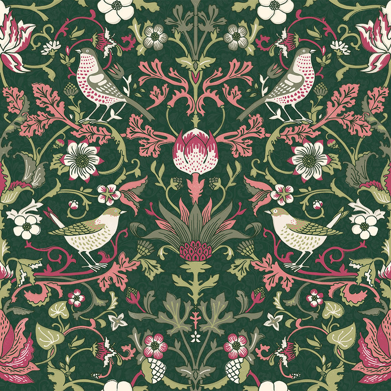 Sample of Garden Visitors Wallpaper in Guava on Castleton Green