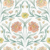 Vintage Trellis Wallpaper in Silt Green, Peach and Yellow