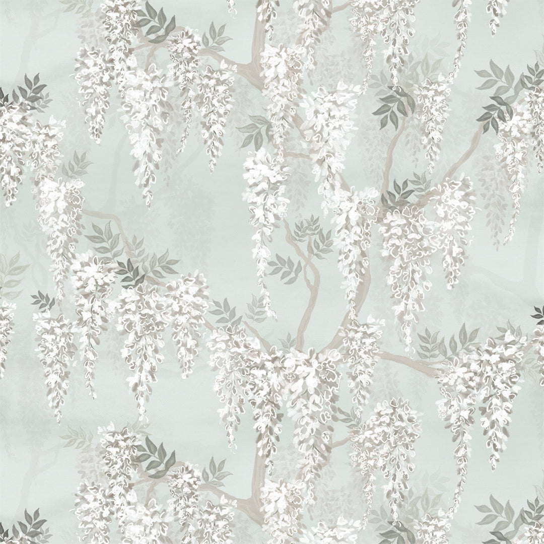 Lucie Annabel Wisteria Lane Wallpaper in Mist Green and Vintage Grey