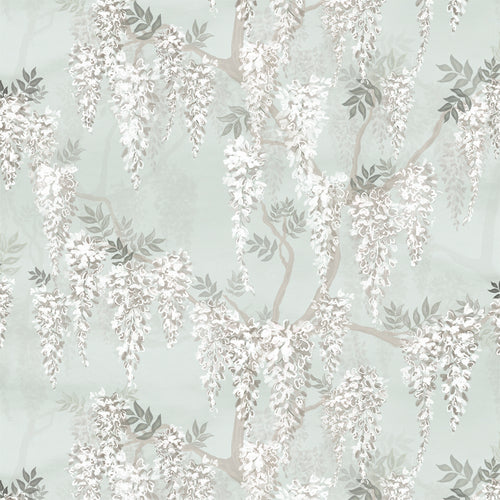 Sample of Wisteria Lane Wallpaper in Mist Green and Vintage Grey
