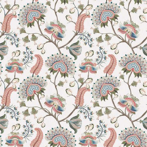 Ophelia Wallpaper in Coral, Olive and Mineral