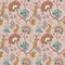 Ophelia Wallpaper in Dusty Pink, Ochre and Teal